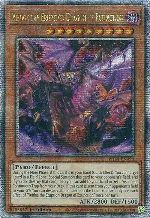 Veidos the Eruption Dragon of Extinction (Quarter Century Secret Rare) PHNI-EN090 card from Phantom Nightmare