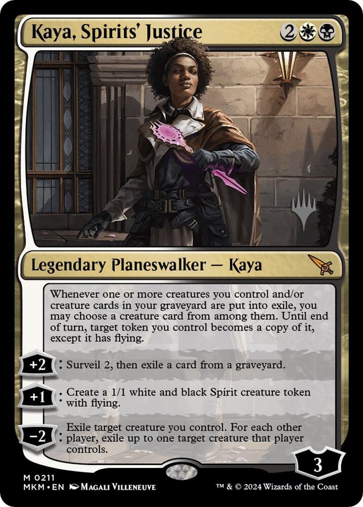 Kaya, Spirits' Justice 211 card from Promo Pack: Murders at Karlov Manor