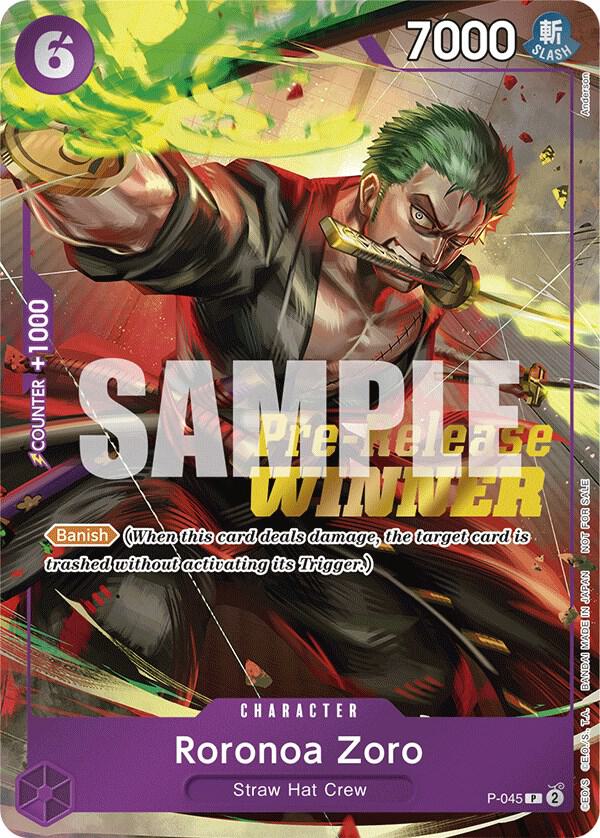 Roronoa Zoro (OP-06 Pre-Release Tournament) [Winner] P-045 card from One Piece Promotion Cards