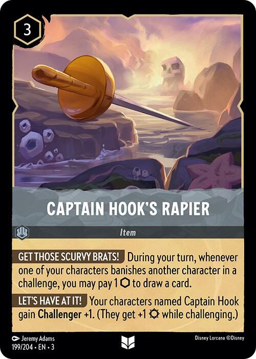 Captain Hook's Rapier 199/204 card from Into the Inklands