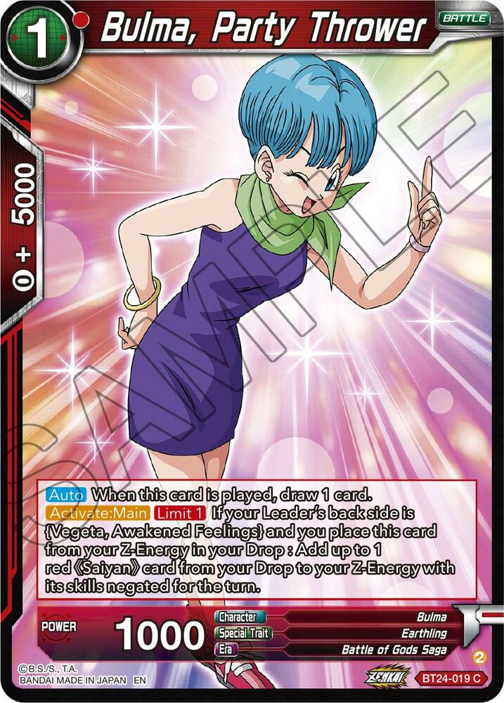 Bulma, Party Thrower BT24-019 card from Beyond Generations
