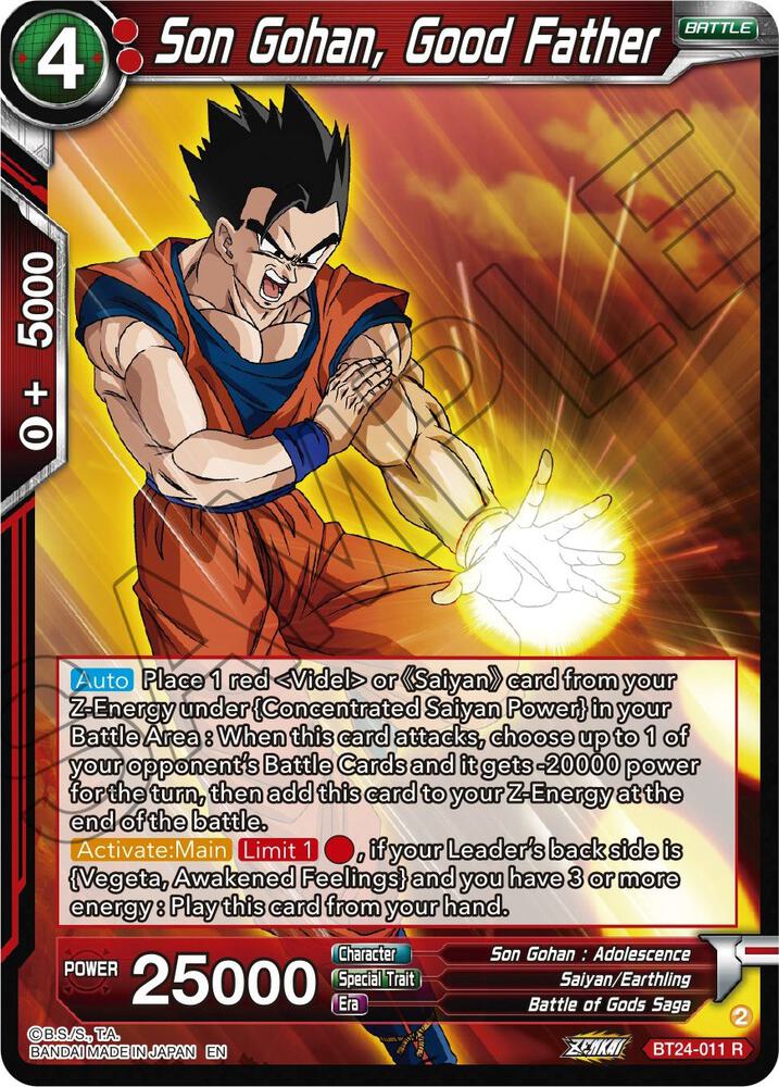 Son Gohan, Good Father BT24-011 card from Beyond Generations