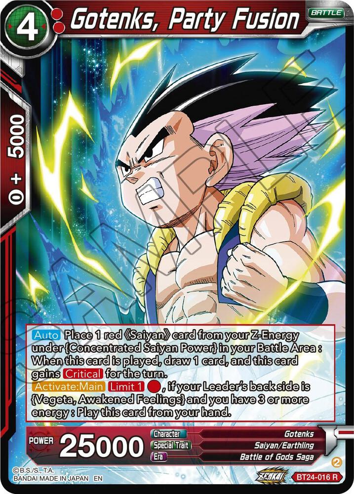 Gotenks, Party Fusion BT24-016 card from Beyond Generations