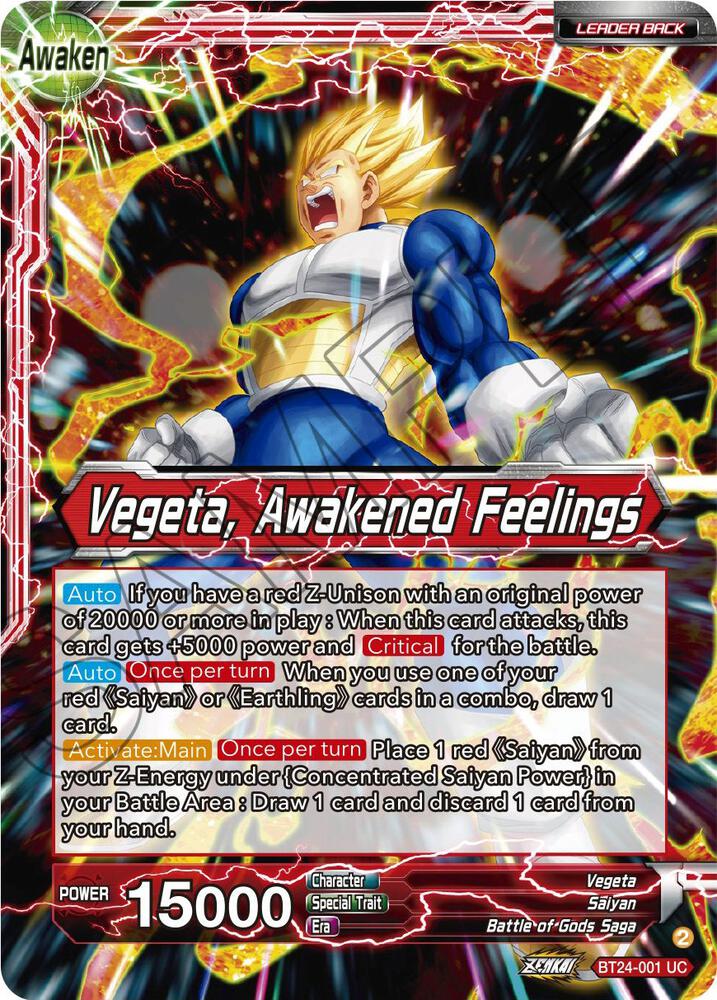 Vegeta // Vegeta, Awakened Feelings BT24-001 card from Beyond Generations