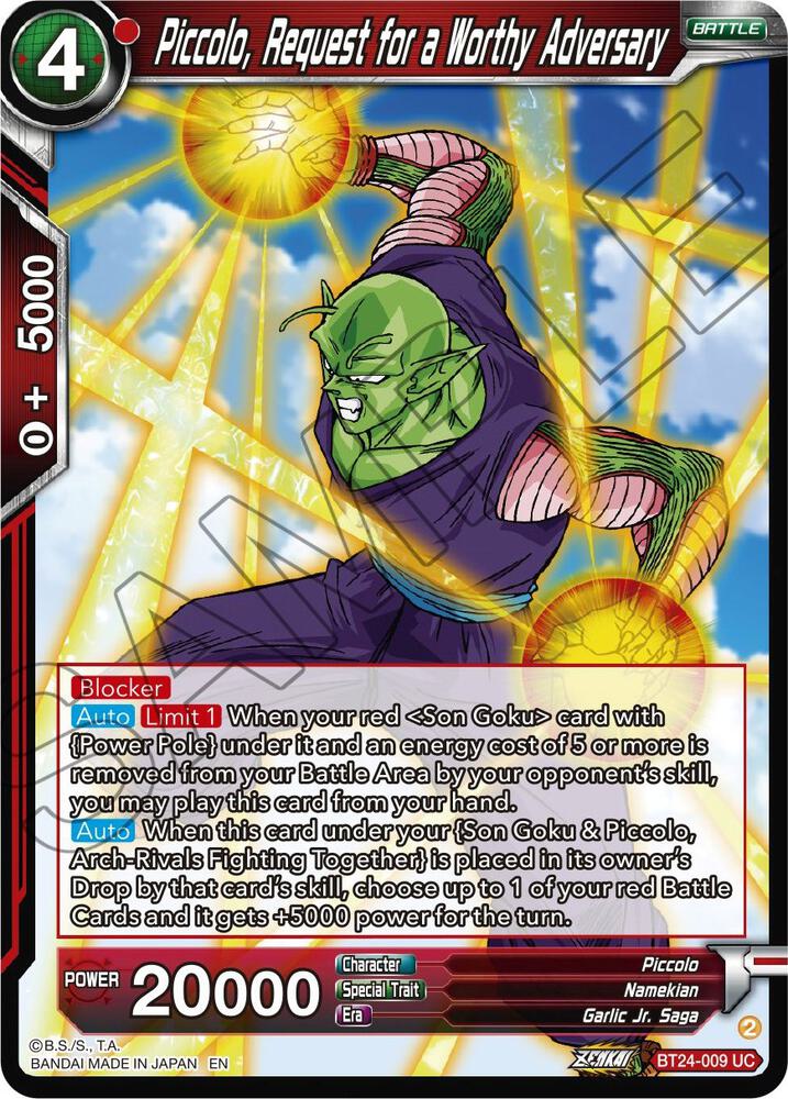 Piccolo, Request for a Worthy Adversary BT24-009 card from Beyond Generations