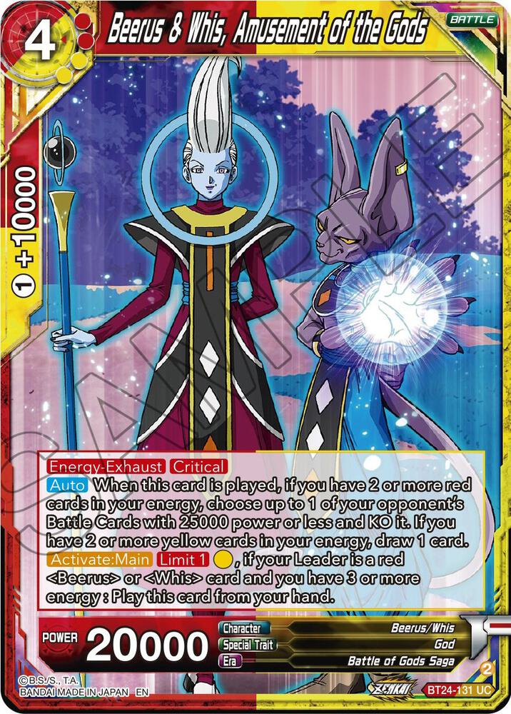 Beerus & Whis, Amusement of the Gods BT24-131 card from Beyond Generations