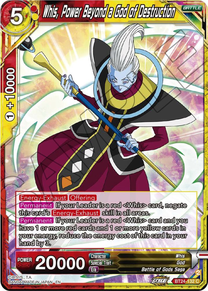 Whis, Power Beyond a God of Destruction BT24-132 card from Beyond Generations