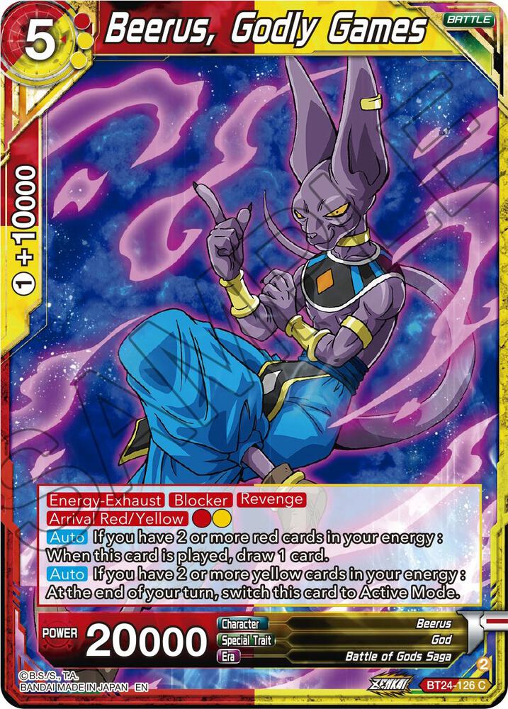 Beerus, Godly Games BT24-126 card from Beyond Generations
