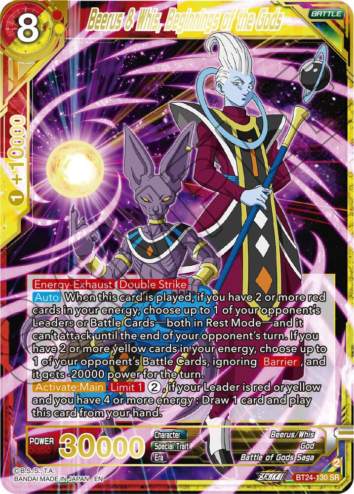 Beerus & Whis, Beginnings of the Gods BT24-130 card from Beyond Generations