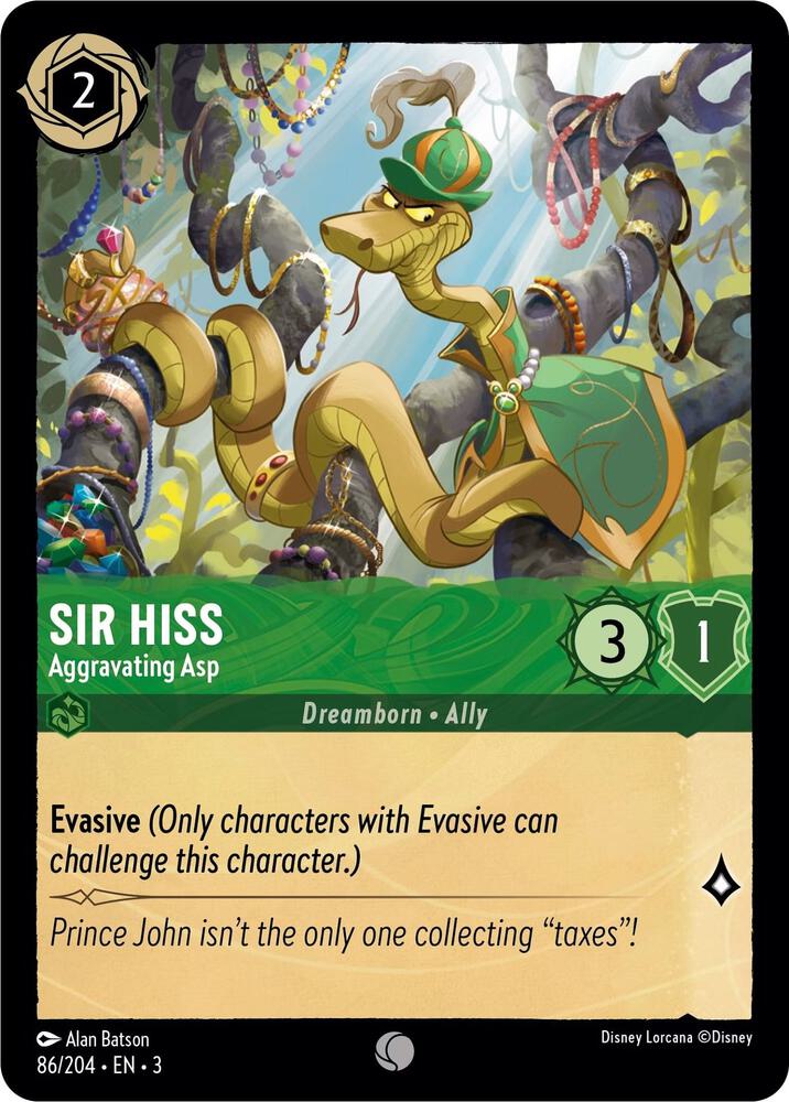 Sir Hiss - Aggravating Asp 86/204 card from Into the Inklands