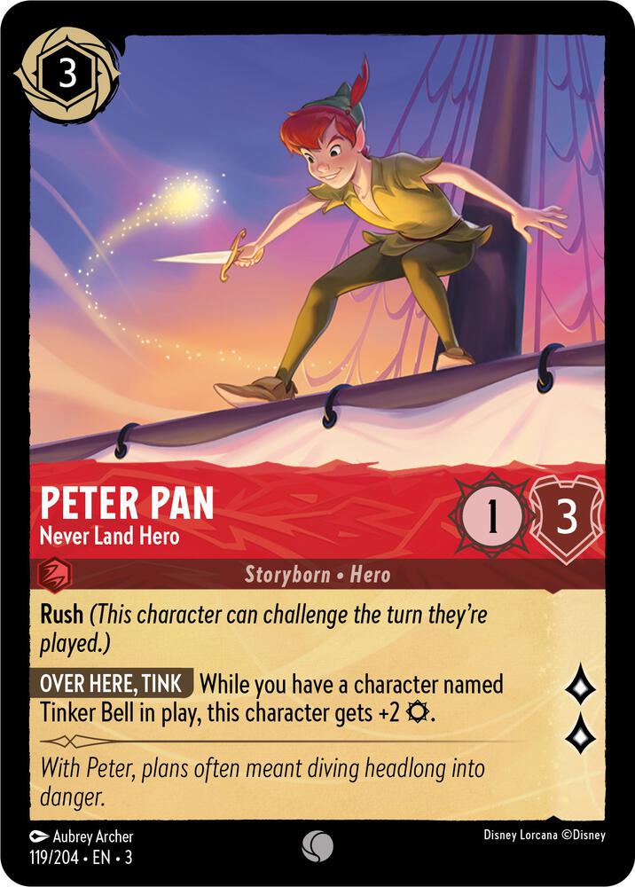 Peter Pan - Never Land Hero 119/204 card from Into the Inklands