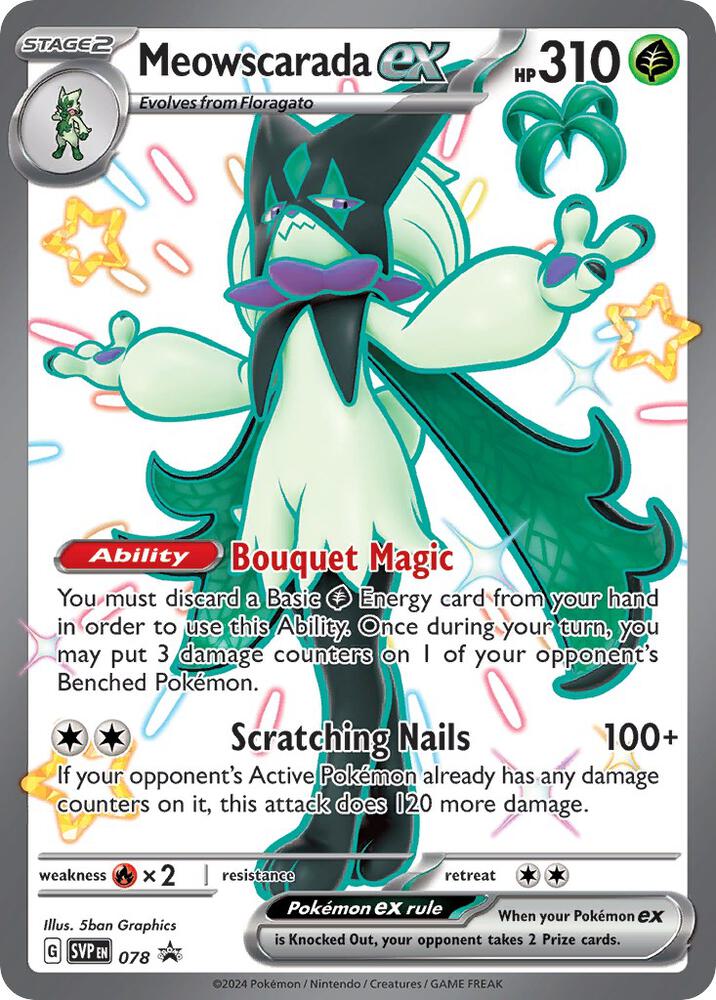 Meowscarada ex 078 card from SV: Scarlet & Violet Promo Cards