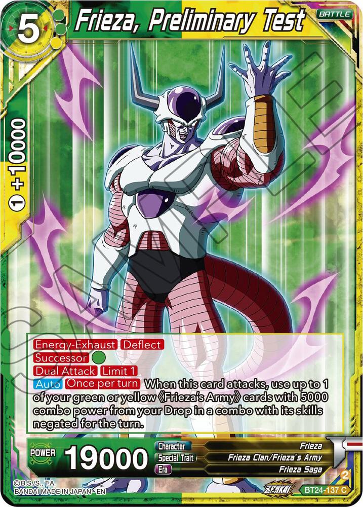 Frieza, Preliminary Test BT24-137 card from Beyond Generations