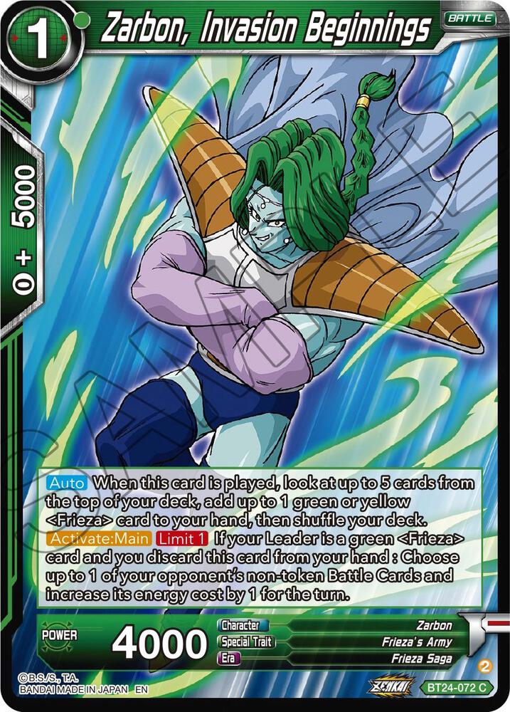 Zarbon, Invasion Beginnings BT24-072 card from Beyond Generations