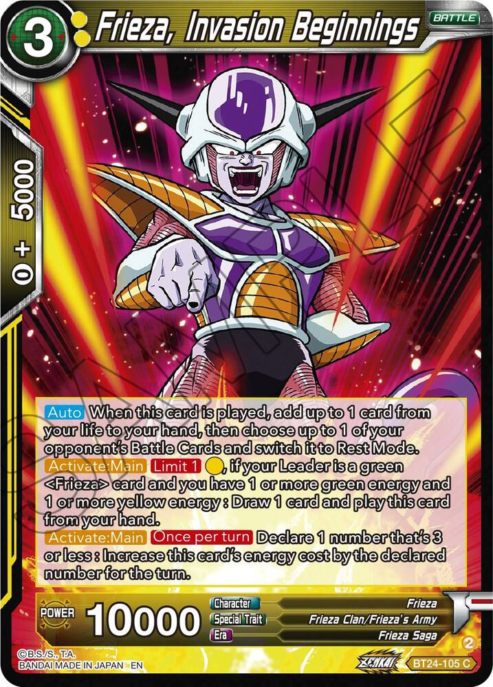 Frieza, Invasion Beginnings BT24-105 card from Beyond Generations