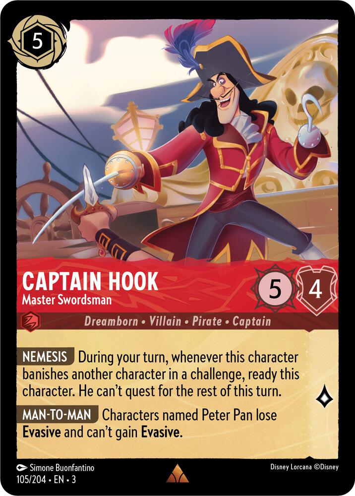 Captain Hook - Master Swordsman 105/204 card from Into the Inklands