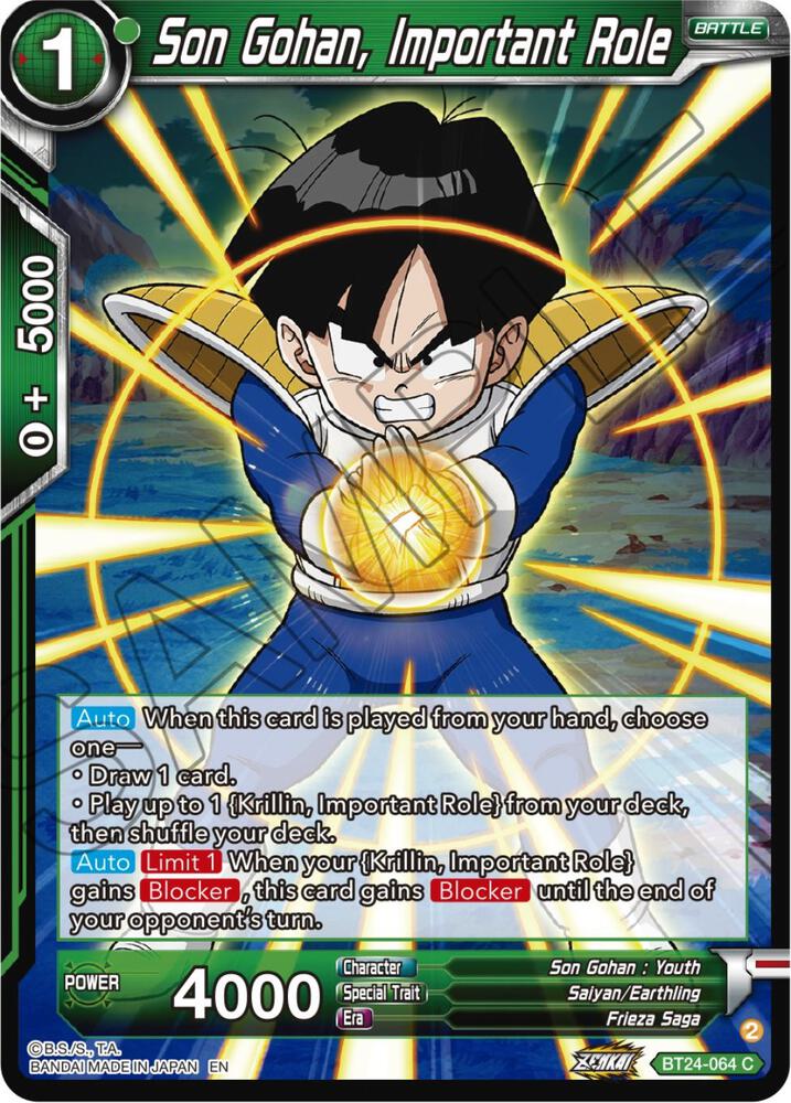 Son Gohan, Important Role BT24-064 card from Beyond Generations