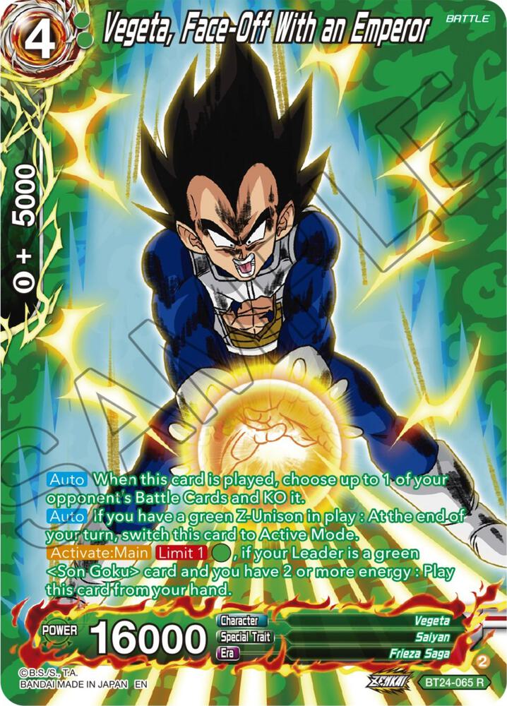 Vegeta, Face-Off With an Emperor (Collector Booster Silver) BT24-065 card from Beyond Generations