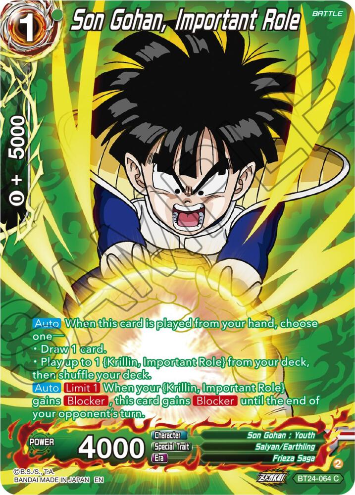 Son Gohan, Important Role (Collector Booster Silver) BT24-064 card from Beyond Generations
