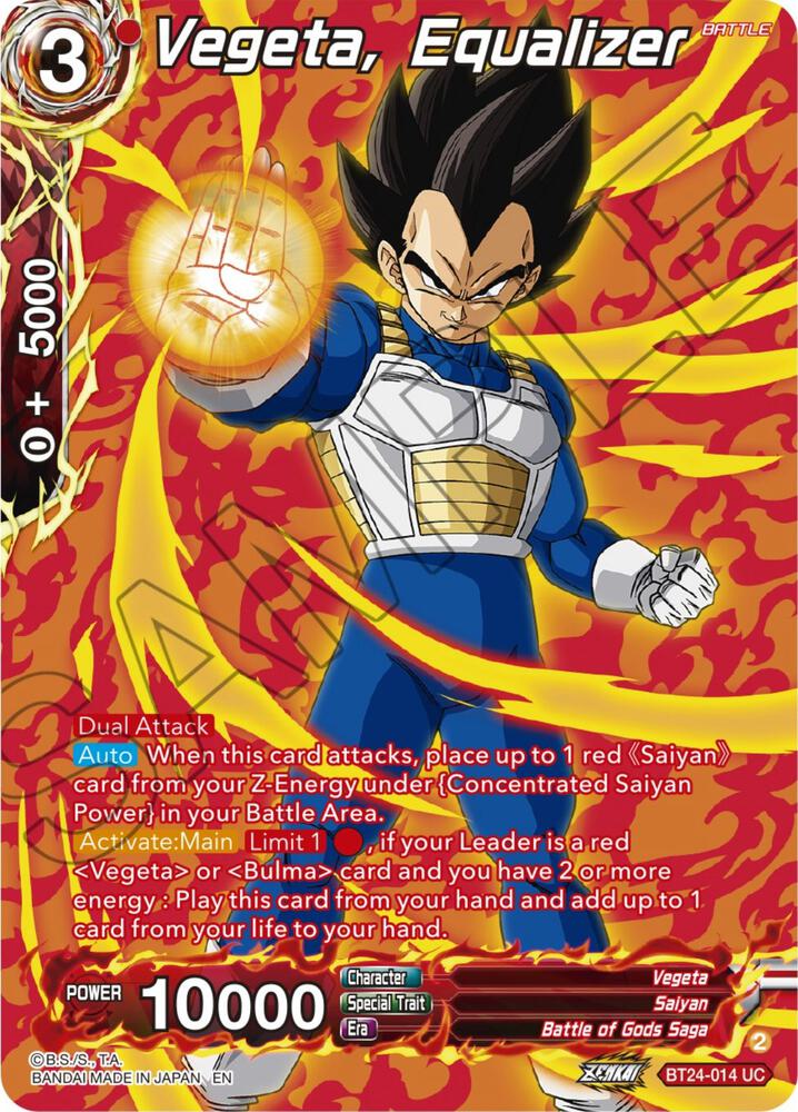 Vegeta, Equalizer (Collector Booster Silver) BT24-014 card from Beyond Generations