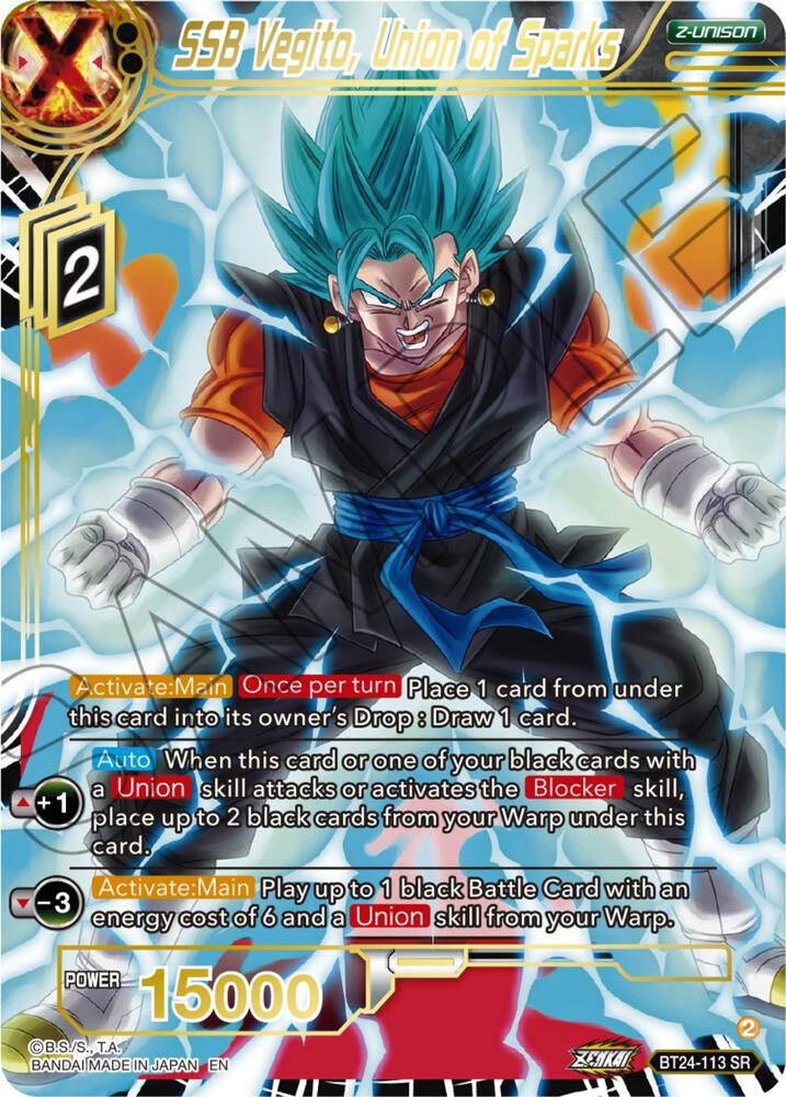 SSB Vegito, Union of Sparks BT24-113 card from Beyond Generations