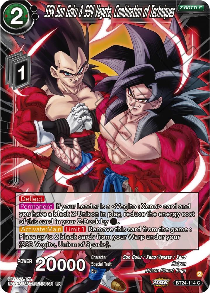 SS4 Son Goku & SS4 Vegeta, Combination of Techniques BT24-114 card from Beyond Generations