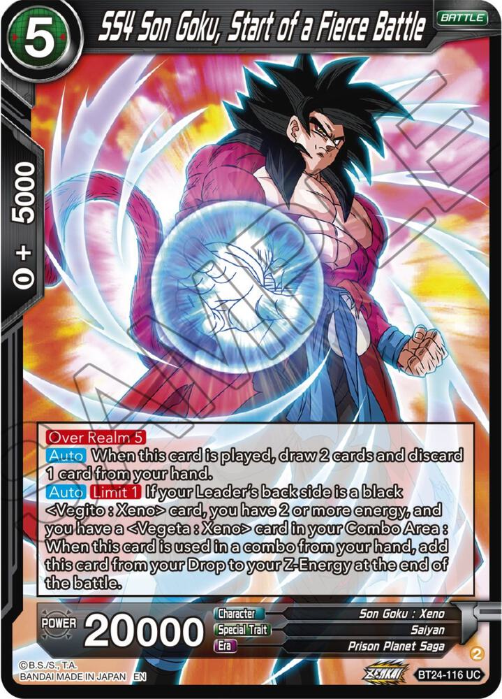 SS4 Son Goku, Start of a Fierce Battle BT24-116 card from Beyond Generations