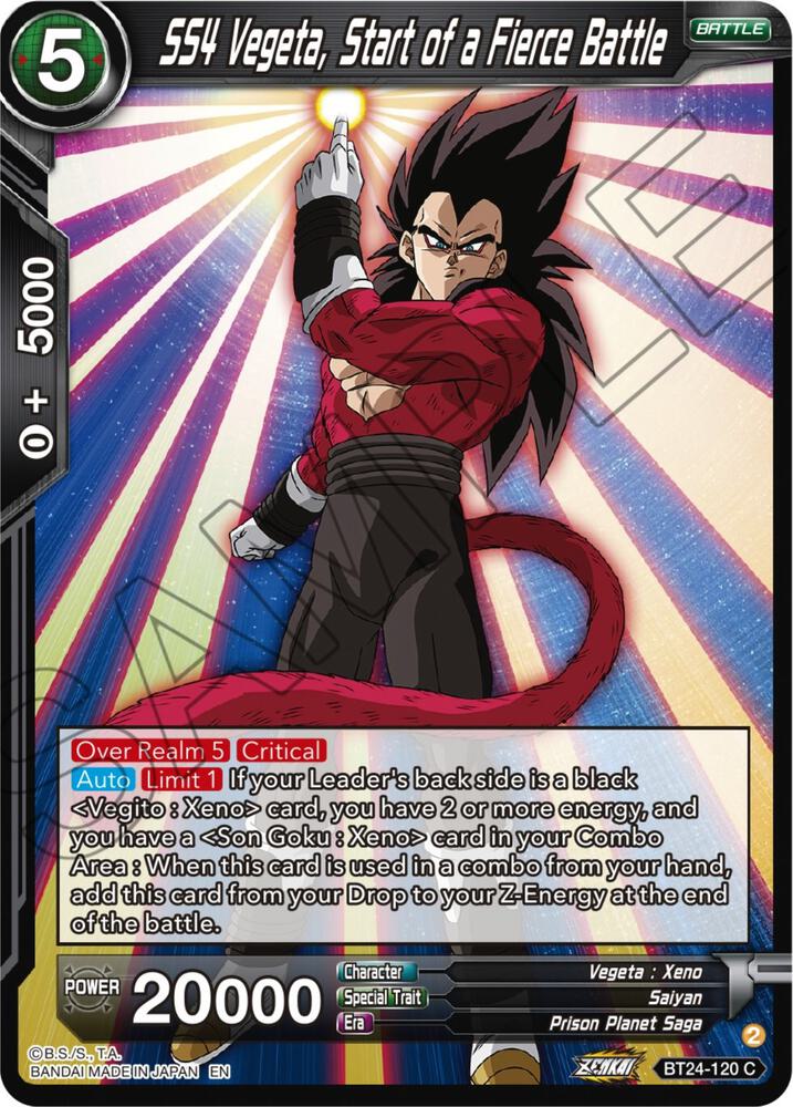 SS4 Vegeta, Start of a Fierce Battle BT24-120 card from Beyond Generations