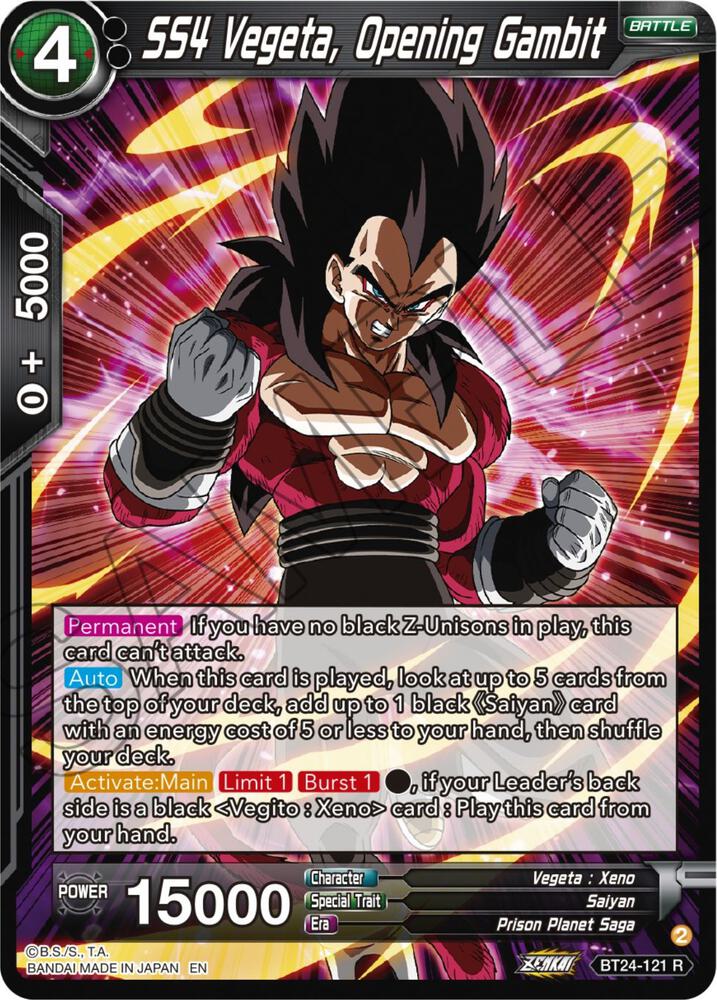 SS4 Vegeta, Opening Gambit BT24-121 card from Beyond Generations