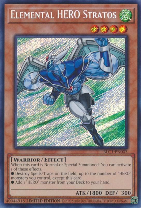 Elemental HERO Stratos BLC1-EN003 card from Battles of Legend: Chapter 1
