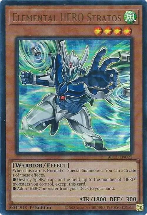 Elemental HERO Stratos (Alternate Art) BLC1-EN022 card from Battles of Legend: Chapter 1