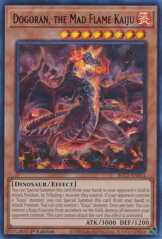 Dogoran, the Mad Flame Kaiju BLC1-EN033 card from Battles of Legend: Chapter 1