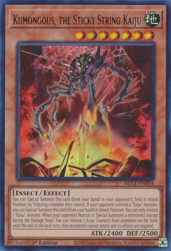 Kumongous, the Sticky String Kaiju BLC1-EN034 card from Battles of Legend: Chapter 1