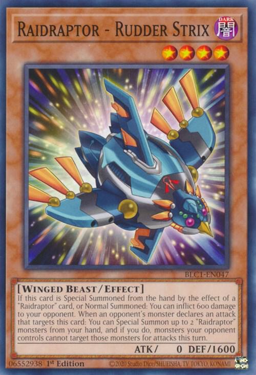 Raidraptor - Rudder Strix BLC1-EN047 card from Battles of Legend: Chapter 1