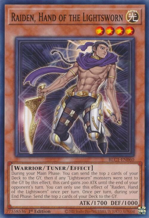 Raiden, Hand of the Lightsworn BLC1-EN060 card from Battles of Legend: Chapter 1