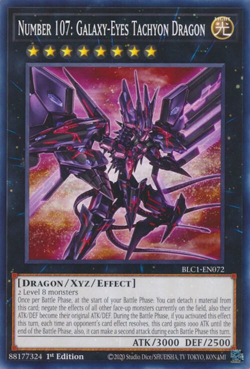 Number 107: Galaxy-Eyes Tachyon Dragon BLC1-EN072 card from Battles of Legend: Chapter 1