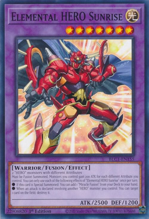 Elemental HERO Sunrise BLC1-EN155 card from Battles of Legend: Chapter 1