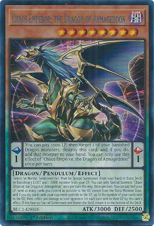 Chaos Emperor, the Dragon of Armageddon (Silver) BLC1-EN026 card from Battles of Legend: Chapter 1