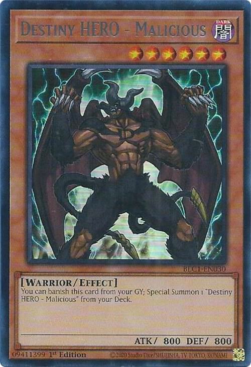 Destiny HERO - Malicious (Silver) BLC1-EN030 card from Battles of Legend: Chapter 1