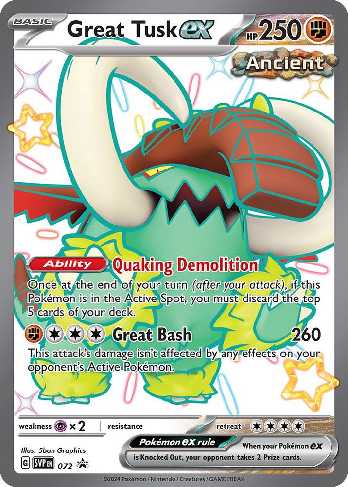 Great Tusk ex 072 card from SV: Scarlet & Violet Promo Cards