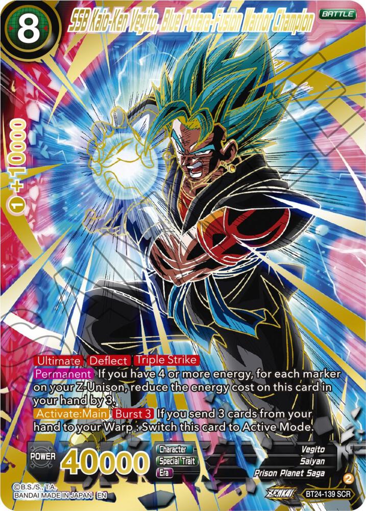SSB Kaio-Ken Vegito, Blue Potara-Fusion Warrior Champion BT24-139 card from Beyond Generations