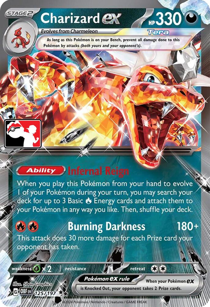 Charizard ex 125/197 card from Prize Pack Series Cards