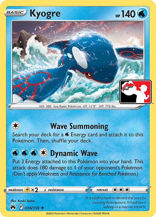 Kyogre 036/159 card from Prize Pack Series Cards