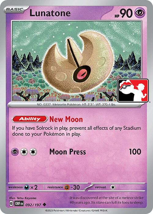 Lunatone 092/197 card from Prize Pack Series Cards