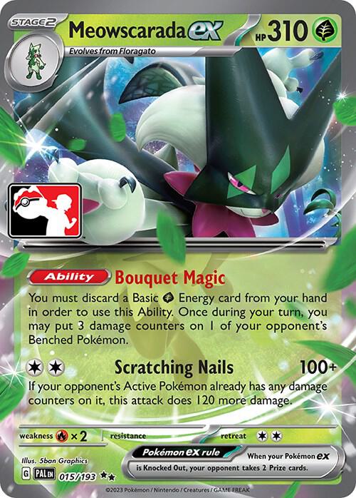 Meowscarada ex 015/193 card from Prize Pack Series Cards