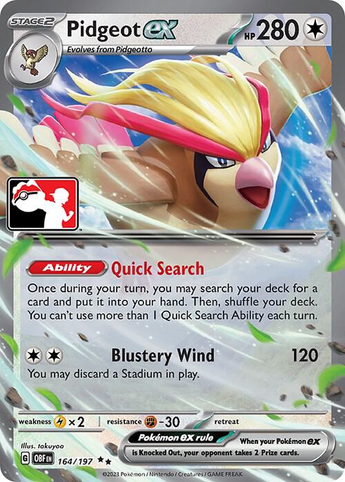 Pidgeot ex 164/197 card from Prize Pack Series Cards