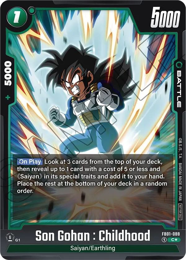 Son Gohan : Childhood (Tournament Pack 01) FB01-088 card from Tournament and Championship Promos