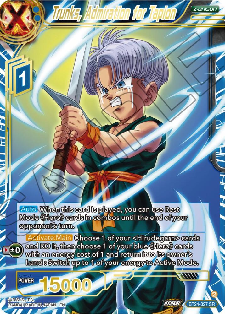 Trunks, Admiration for Tapion BT24-027 card from Beyond Generations
