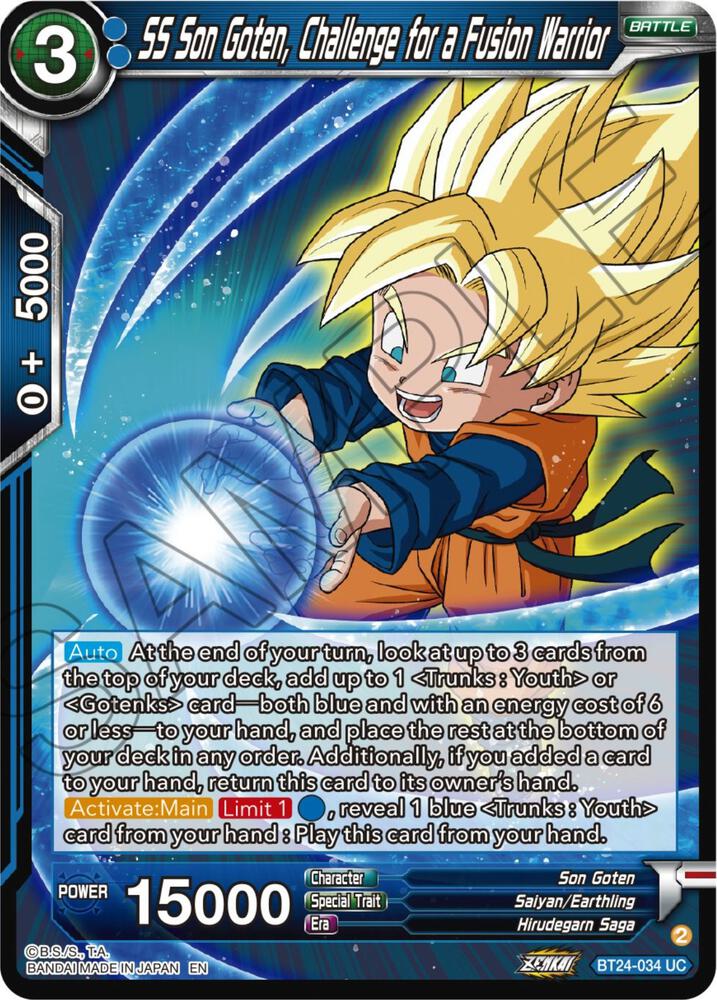 SS Son Goten, Challenge for a Fusion Warrior BT24-034 card from Beyond Generations