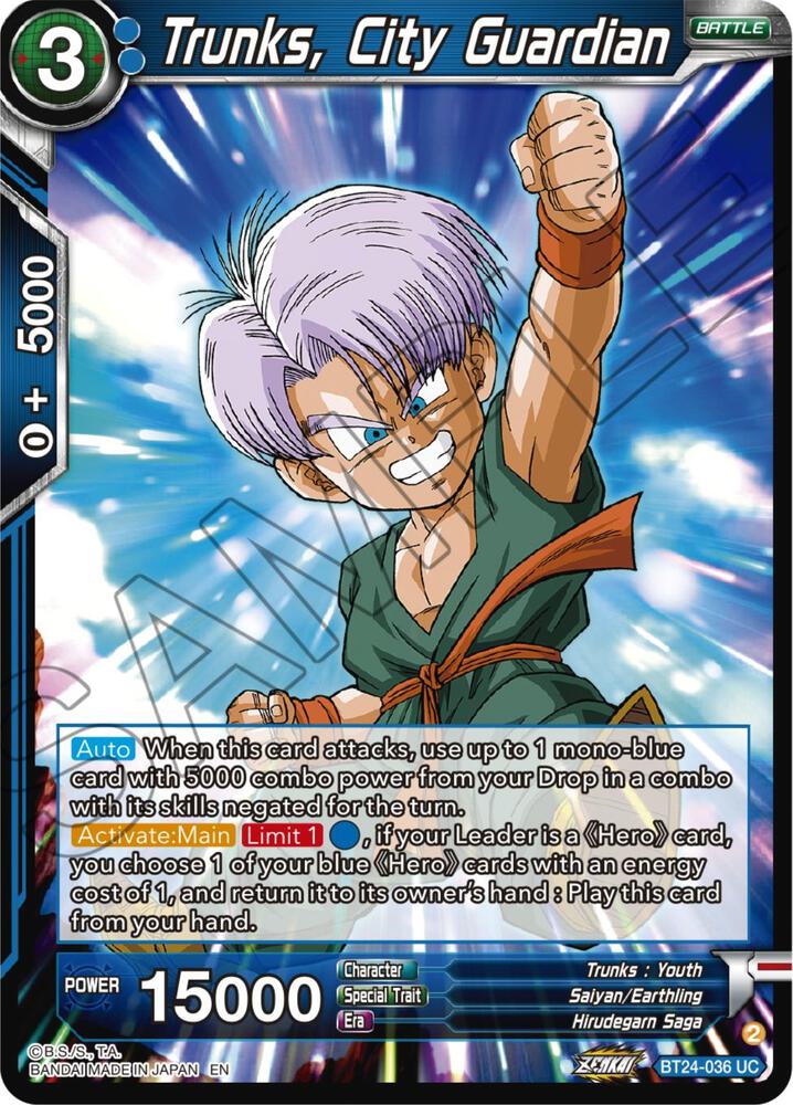 Trunks, City Guardian BT24-036 card from Beyond Generations